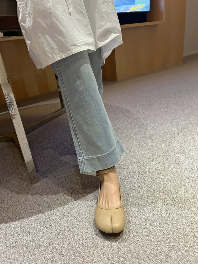 LIZAKOSHT  -  Fashion Split Toe Women Flat Mary Jane Shoes Casual Tabi Ninja Ballet Ladies Slip On Loafer Soft Ballerina Comfort Moccasin