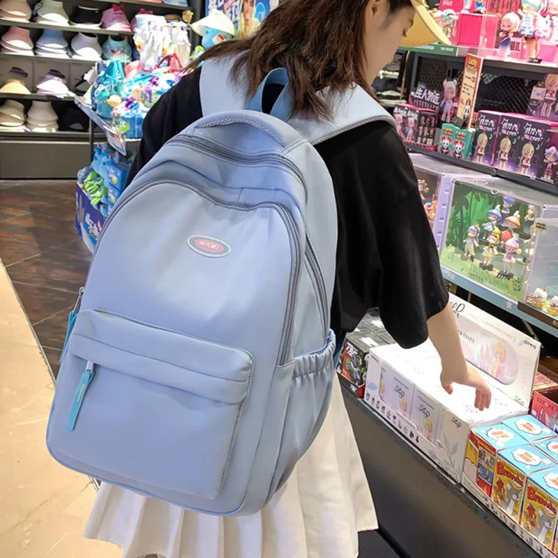 LIZAKOSHT  -  New Solid Color Woman Backpack Black Color Student Schoolbag For Teenage Girls Boys Female Rucksack High Quality Book Bag