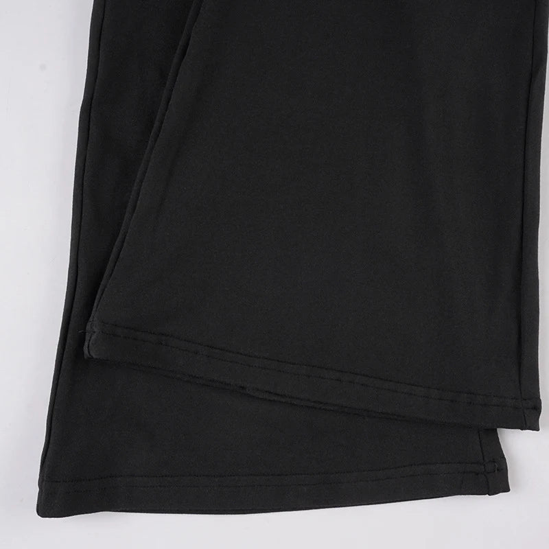 LIZAKOSHT  -  Y2K Cute Casual Skinny Ruffles Pleated Design High Waisted Knitting Flare Pants Contrasting Color Bottoms Hottie Streetwear