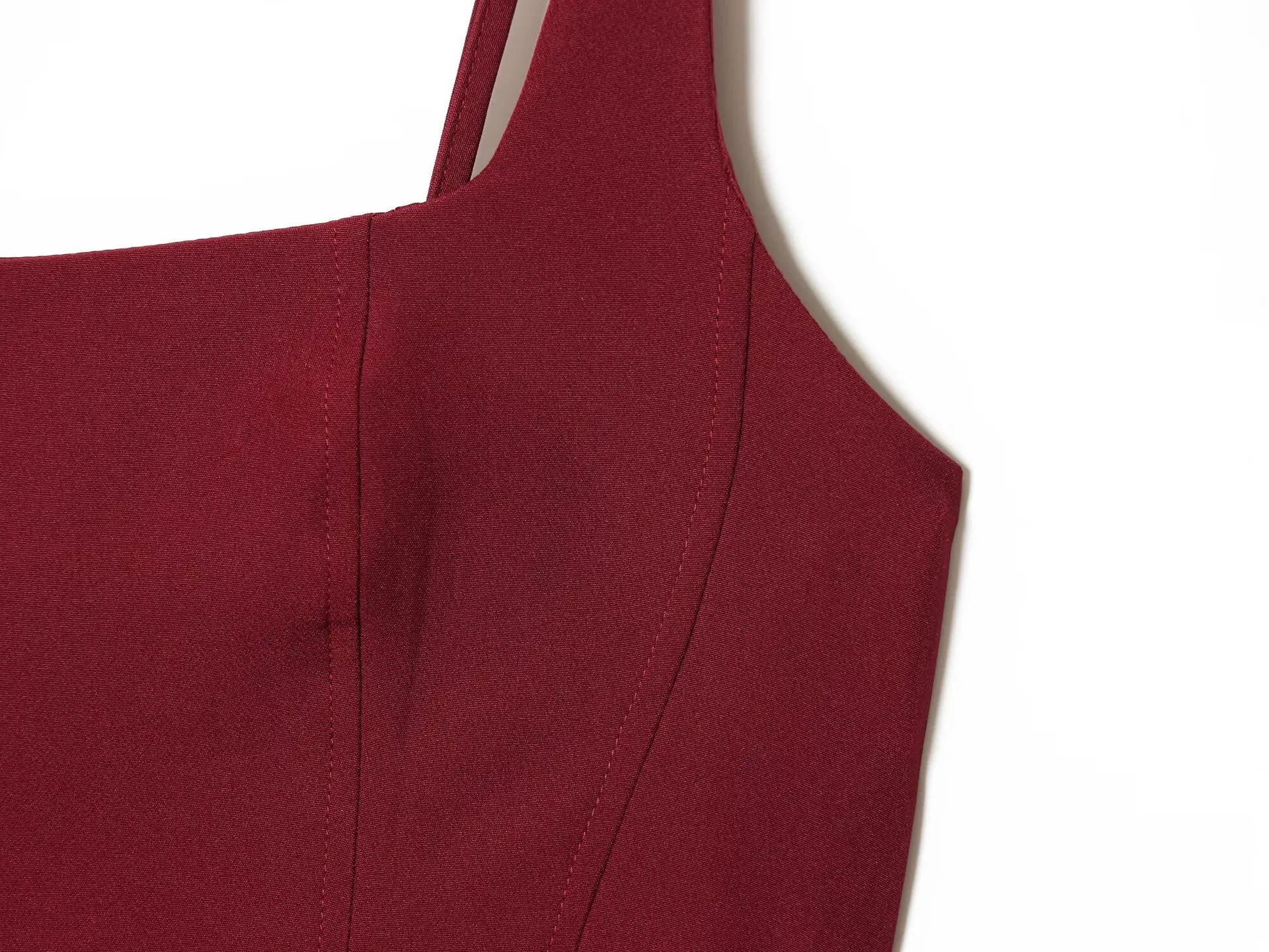 LIZAKOSHT  -  Women Sleeveless Draped Sequin Corset Mini Dress Burgundy
