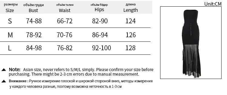 LIZAKOSHT  -  Lace up Adjustable Length Design Mesh Sexy Dress Women's Summer New Slim Fit Waist Closing Strapless Temperament Short Dress