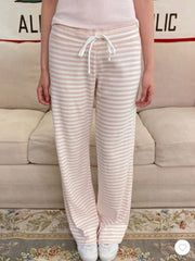 LIZAKOSHT  -  Pink Striped Cute Wide Leg Pants Women Autumn New Low Waist Drawstring Trousers Female Sweet Preppy Style Sport Sweatpants New