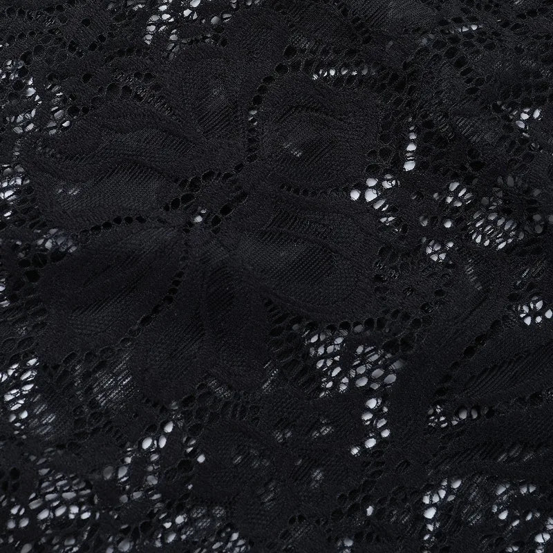 LIZAKOSHT  -  Twist Patchwork See Through Lace Bodycon Mini Dress Women Autumn O Neck Long Sleeve Ruched Slim Night Clubwear Party Dresses