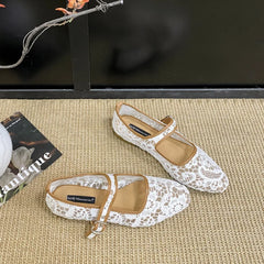 LIZAKOSHT  -  NEW Lace Women Mary Jane Shoes Fashion Shallow Buckle Comfort Soft Female Street Style Breathable Mesh Flats Sandals ﻿