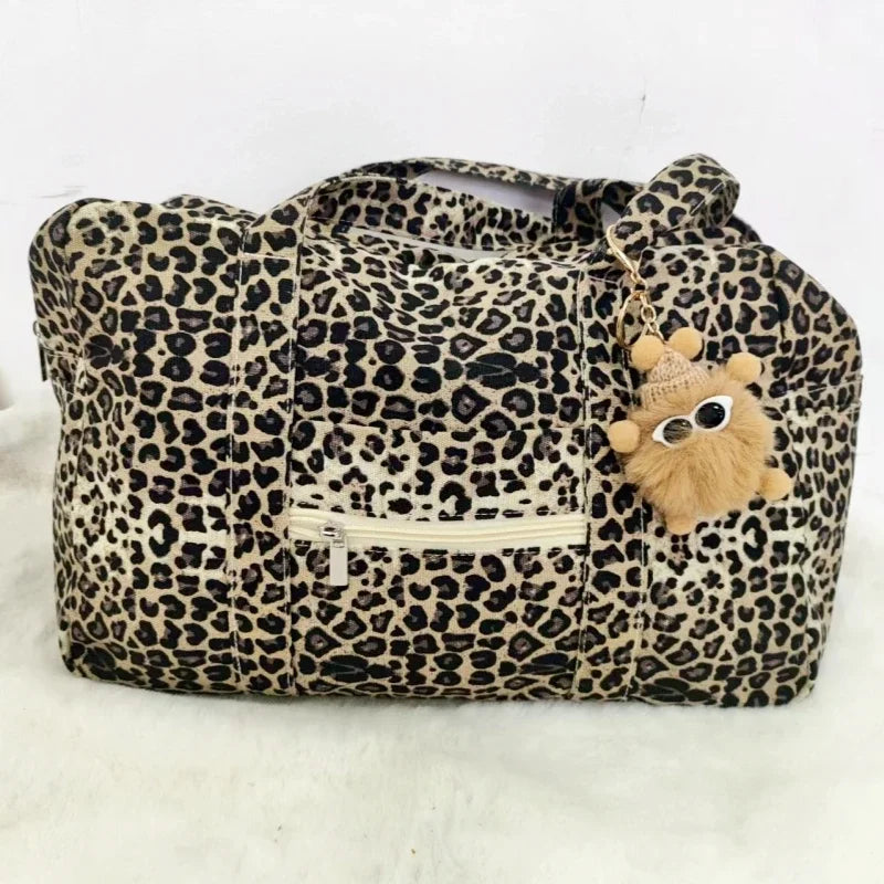 LIZAKOSHT  -  Leopard Print Canvas Tote Bag Women's New Fashion Shoulder Handbag Large Capacity Travel Tote Bag Big Bags for Women