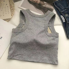 LIZAKOSHT  -  Chicme Round Neck Ribbed Tank Top With Bra Pads