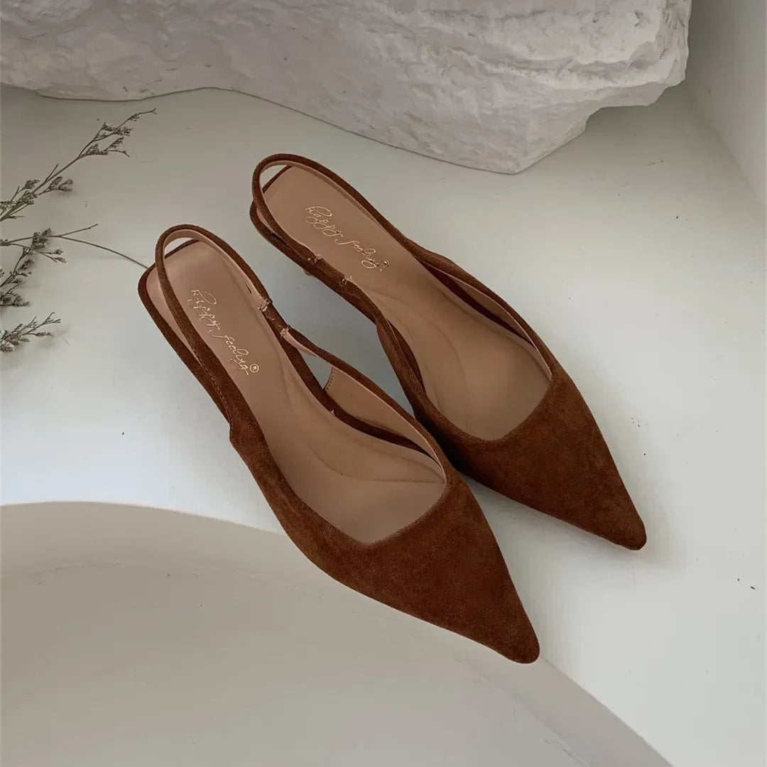 LIZAKOSHT  -  Pointed Toe Elegant Sandals Women Low-heel Office Women Shoes Retro Summer New Shoes Fashion Slingback Shoes Mules Pumps Woman