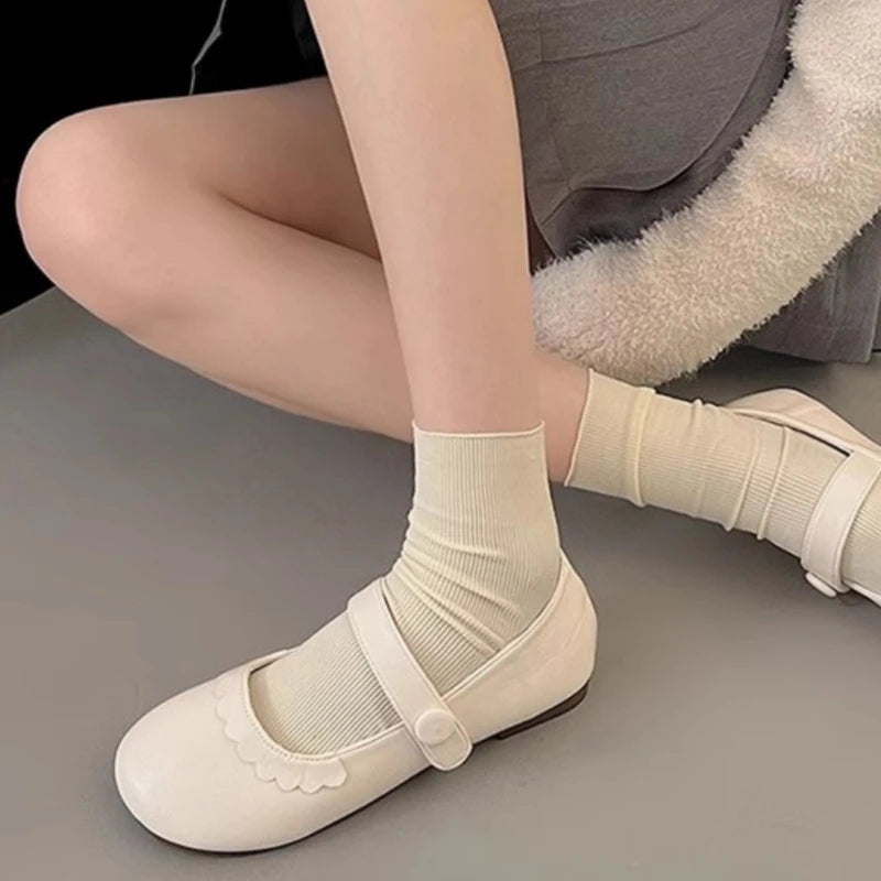 LIZAKOSHT  -  Kawaii Lolita Flats Shoes Mary Jane Women's Cute Japanese Cute Sweet Girls Student Round Head Jk Uniform Shoes