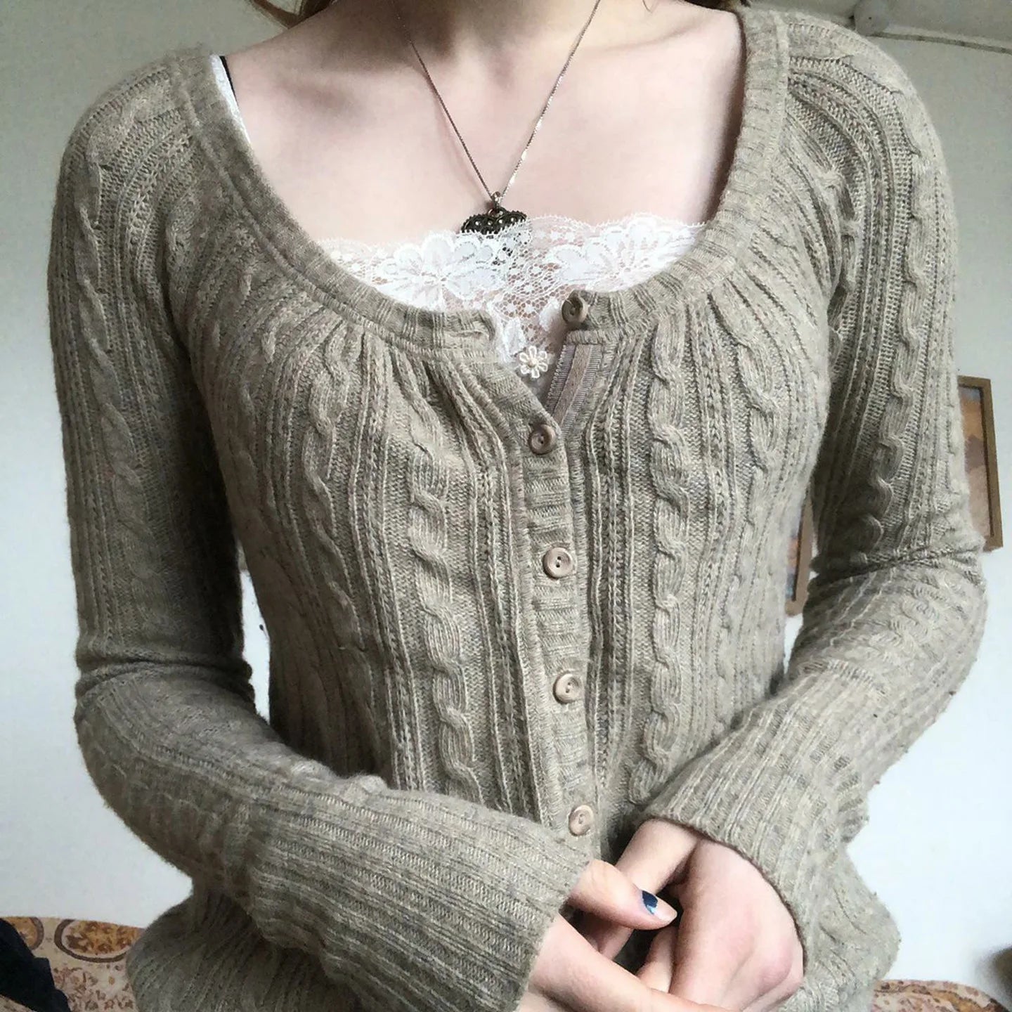 LIZAKOSHT  -  American retro-breasted cardigan with elegant temperament and women's knitted top