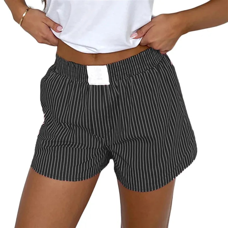 LIZAKOSHT  -  Y2K Striped Loose orts Women's Faion Casual Pants 2000s Sle High Waist Wide Leg Summer Wear Comfortable Breathable