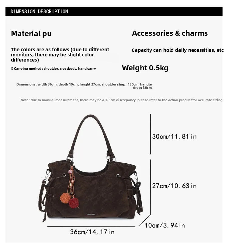 LIZAKOSHT  -  Simple Fashion Suede Crossbody Bag Women Large Capacity Shoulder Bag for Work Comfortable and Versatile Texture Commuting Bag