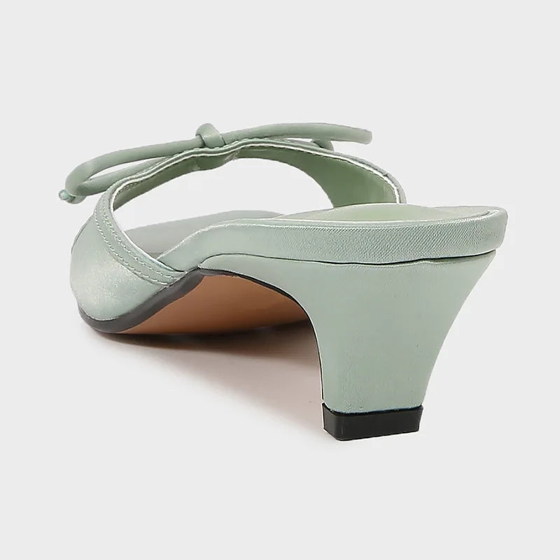 LIZAKOSHT  -  Kitten Heels Summer Women Mules Shoes Vacation Open Toe Classic Butterfly-knot Hot Sale Luxury Designer Ladies Modern Sandals