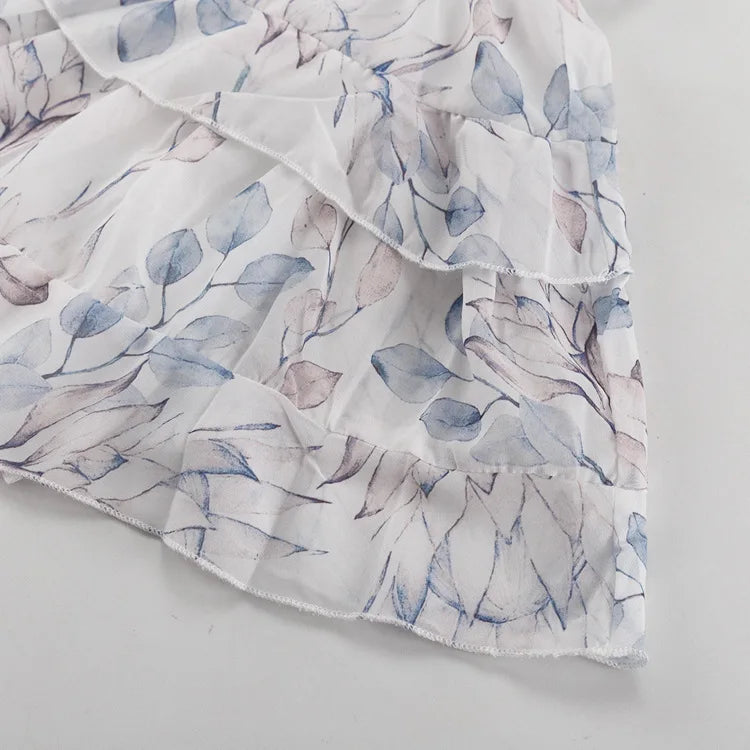 LIZAKOSHT  -  Ruffled Printed Lace-Up Mini Dress Female Square Collar Patchwork Elegant Contrast Party Dress Clothes Women Bodycon Dress