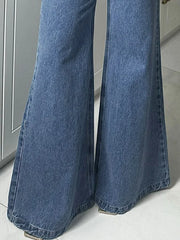 LIZAKOSHT  -  Fashion Women's Jeans Button Baggy Denim Jeans Pants High Waist Casual Classic Blue Wide Leg Trouser Female Y2K Punk