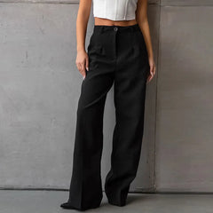 LIZAKOSHT  -  Commuter Style Versatile Casual Straight Leg Pants Women's Autumn New Black Loose Fashion Draped suit trousers Office Ladies