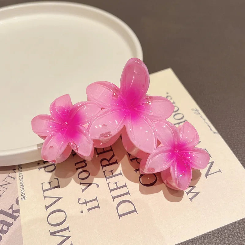 LIZAKOSHT  -  Fashion Gradient Egg Flower Hair Claws Clip Women Girls Sweet Acrylic Hairpins Summer Beach Hawaiian Headwear Hair Accessories