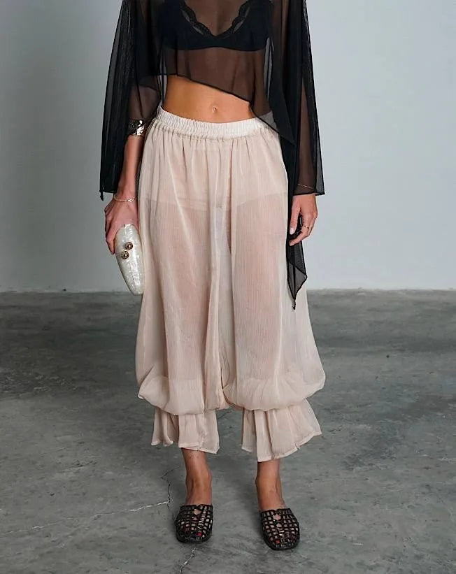 LIZAKOSHT  -  spring summer euramerican puff pleated women pants y2k aesthetic mesh stretch waist loose all match trousers harajuku punk pant