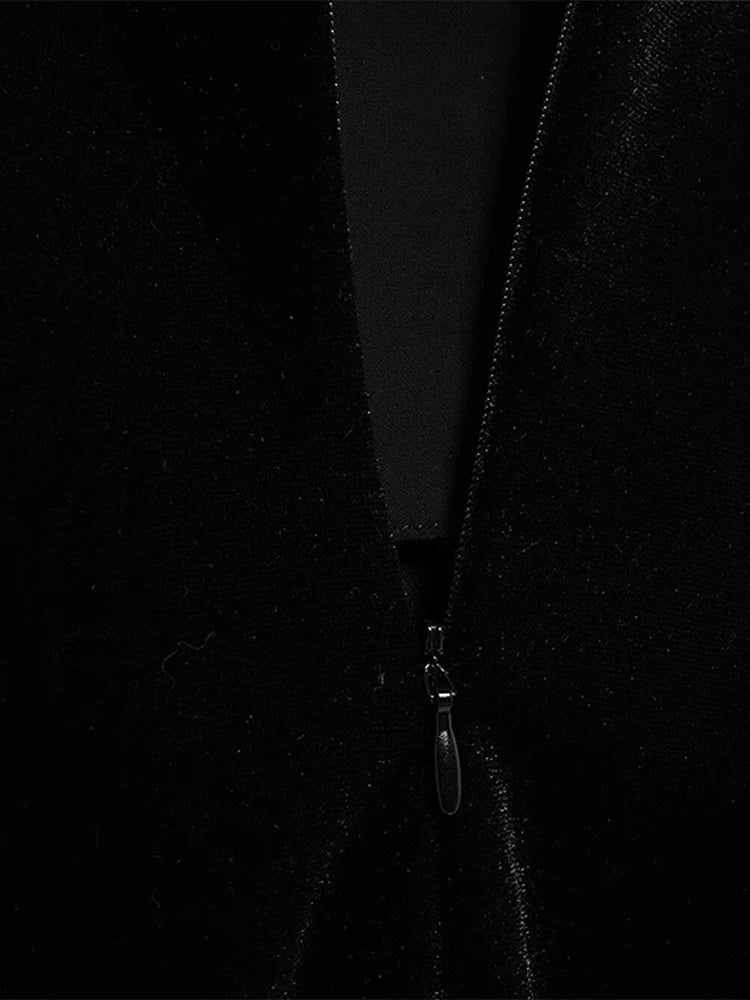 LIZAKOSHT  -  Velvet Halter Dress Black Sexy Slim Fit Elegant Straight Collar Waist Cinched Short Dresses Camisole Evening Gown Women's Wear