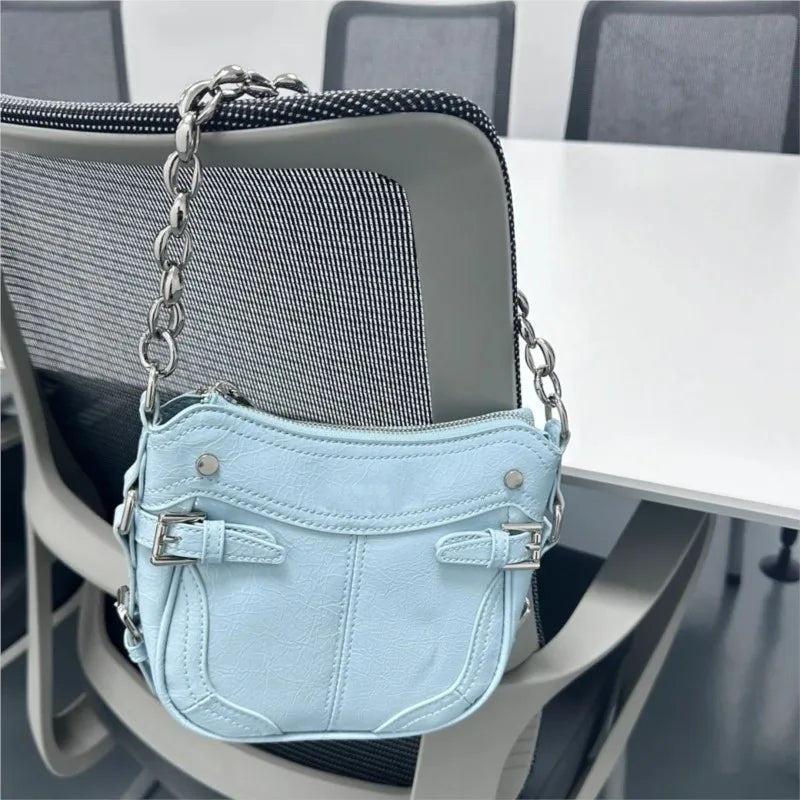 LIZAKOSHT  -  Retro Yellow Shoulder Messenger Bag Women Hot Girls Leather Chain Shoulder Bags Female Harajuku Handle Handbag Aesthetic