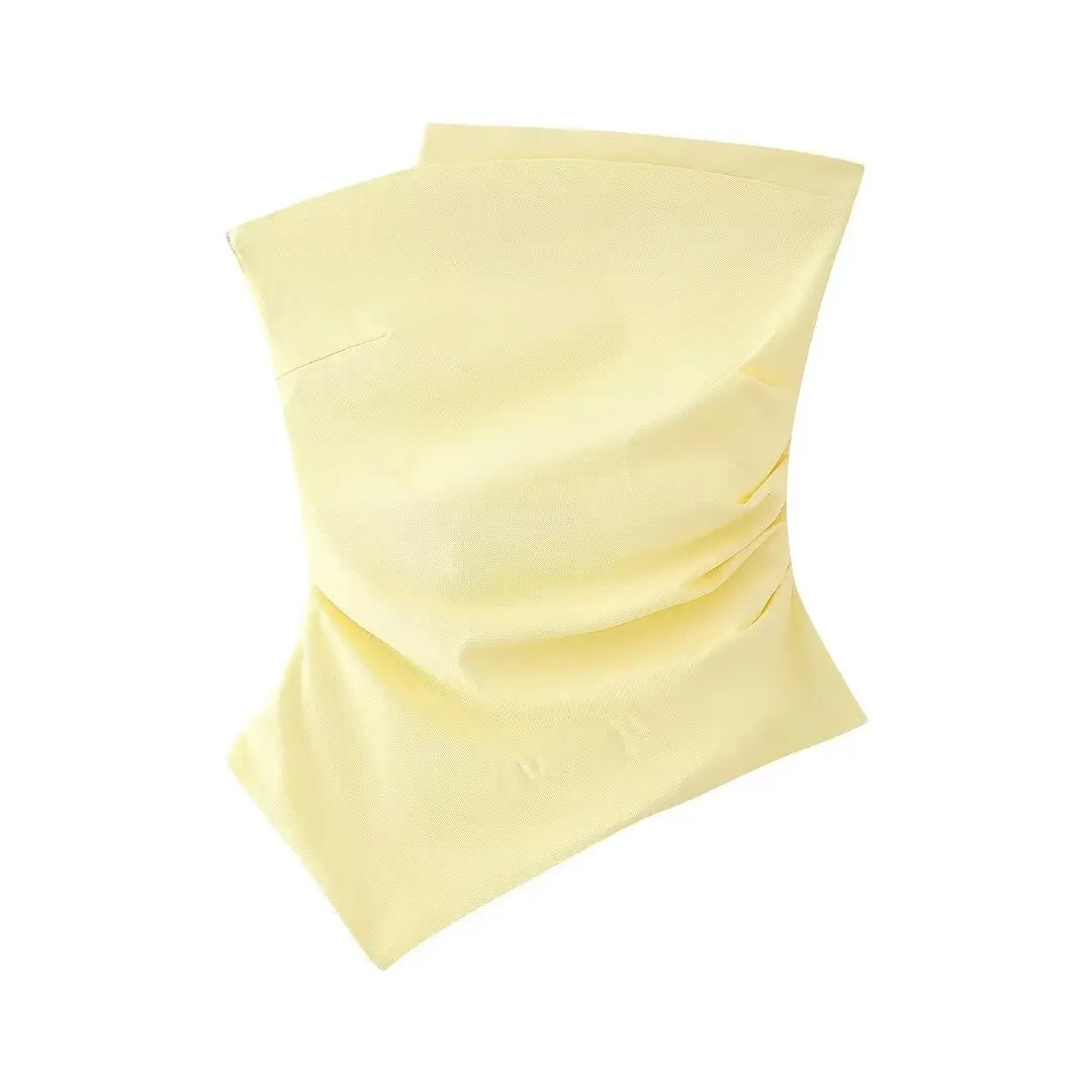 LIZAKOSHT  -  Spring and Summer New European and American Women's Fashion Design Sense Pleated Decorative Tube Top Sexy Wrapped Top.