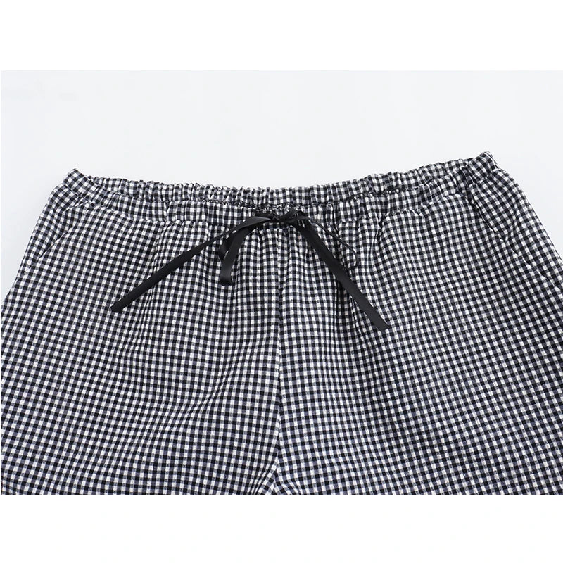 LIZAKOSHT  -  Summer Women Drawstring Mid Waist Casual Plaid Shorts