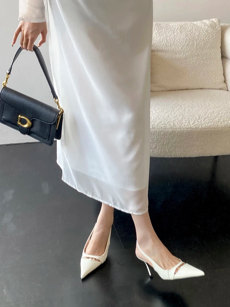 LIZAKOSHT  -  Spring New Brand Women Sandal Fashion Shallow Slip On Ladies Elegant Slingback Shoes Thin High Heel Dress Pumps New Woman