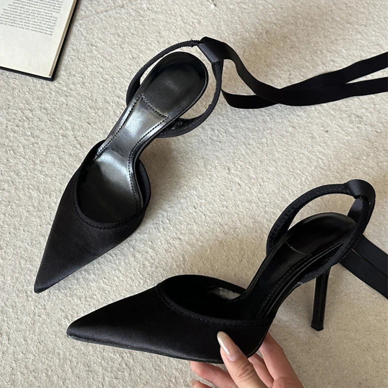 LIZAKOSHT  -  Spring Design Sexy Ankle Strap Pumps Woman Sandals Pointed Toe Stiletto Heels Mesh Ladies Shoes Zapatillas De Mujer