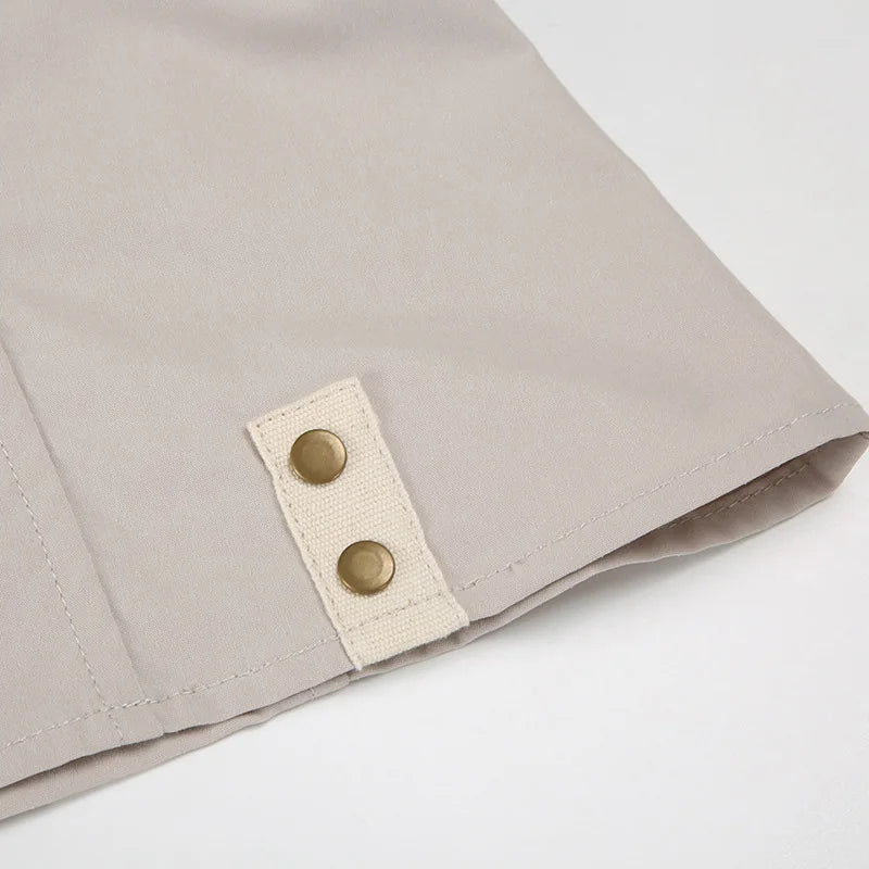 LIZAKOSHT  -  Harajuku Autumn Newly Pockets Flip Collar Buttons Long-sleeved Shirts Work Style Slimming Cardigant Top Blouses for Women