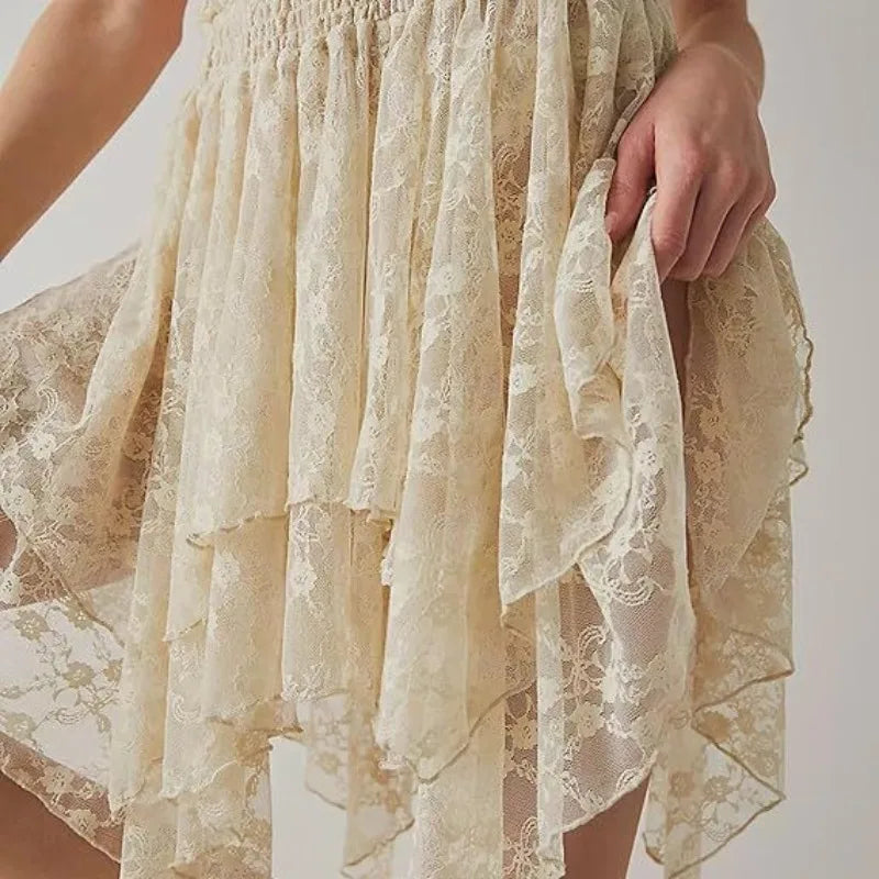LIZAKOSHT  -  2026 Spring/summer Women's Y2k Lace Skirt Lace Pleated Women's Skirt