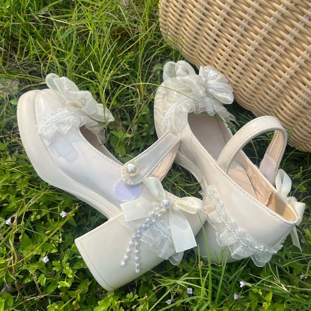 LIZAKOSHT  -  lolita platform heels y2k platform shoes women's shoes with bow luxury heel heeled evening shoe maryjane shoes beige bridal heel