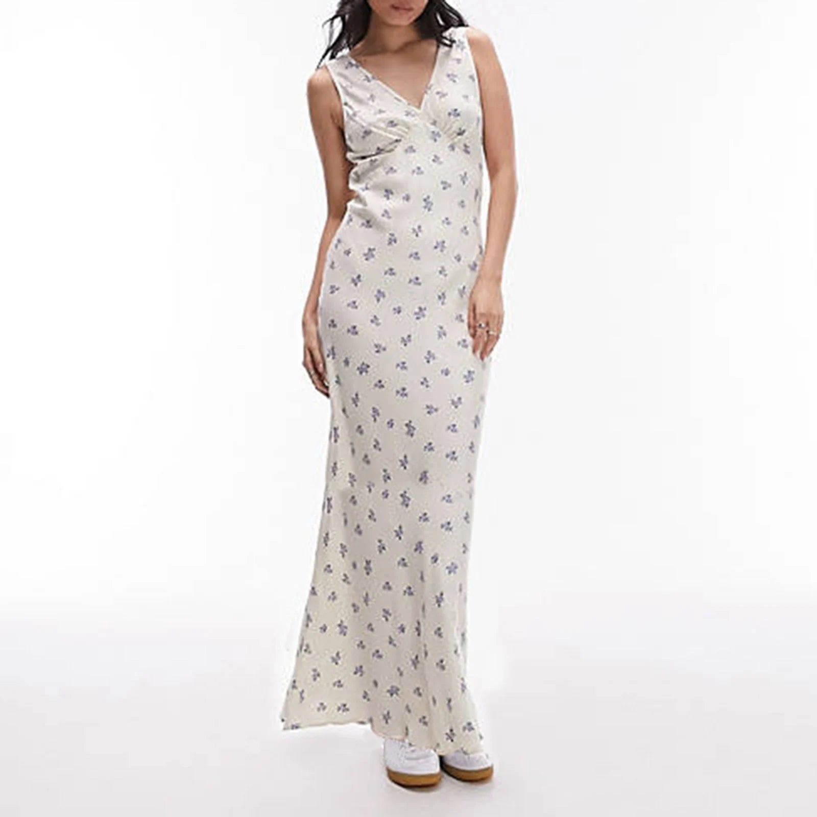 LIZAKOSHT  -  Women Y2k V Neck Maxi Dress Vintage Floral Print Sleeveless Backless Long Dress Bohemian Beach Midi Dress Streetwear