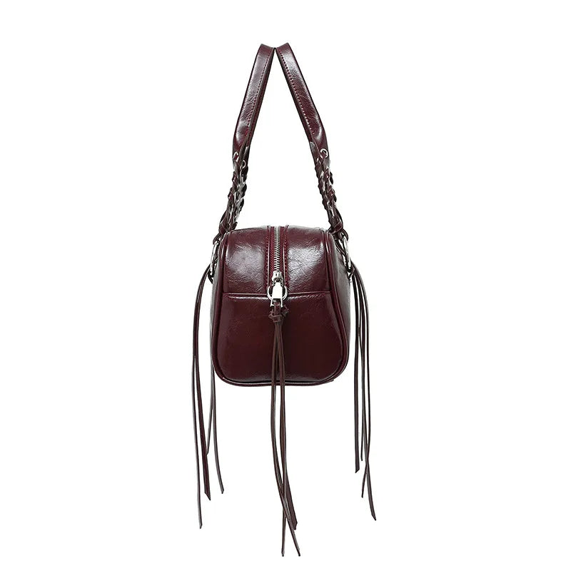 LIZAKOSHT  -  Vintage Rivet Braided Rope Handbag Women Large Capacity Motorcycle Style Bag Ladies Harajuku Hot Girl Tassel Y2k Crossbody Bags