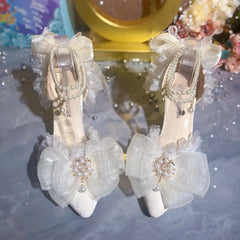 LIZAKOSHT  -  Elegant Womens Dress Shoes White Lolita Mary Jane Shoes Woman Luxury Designer Pearl Lolita Sandals Sling Back Heels Women