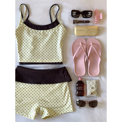 LIZAKOSHT  -  Sexy Women Polka-dot Strap Cropped Cami bikinis Swimsuit Female Swimwear Monokini Swimming Suit Beachwear Bathing Suit