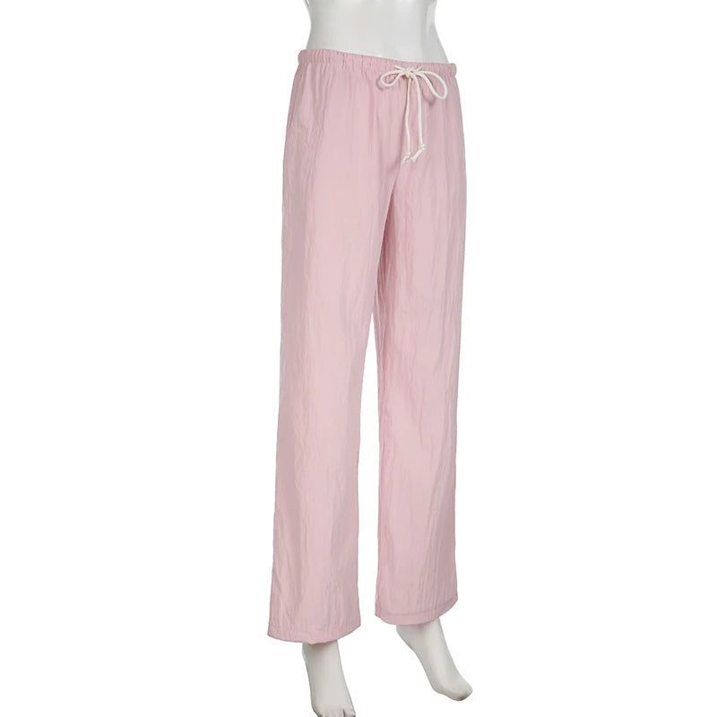 LIZAKOSHT  -  Solid Loose Sweatpants Streetwear Joggers Casual Basic Pink Trousers for Women Basic Aesthetic Y2K Retro Pants