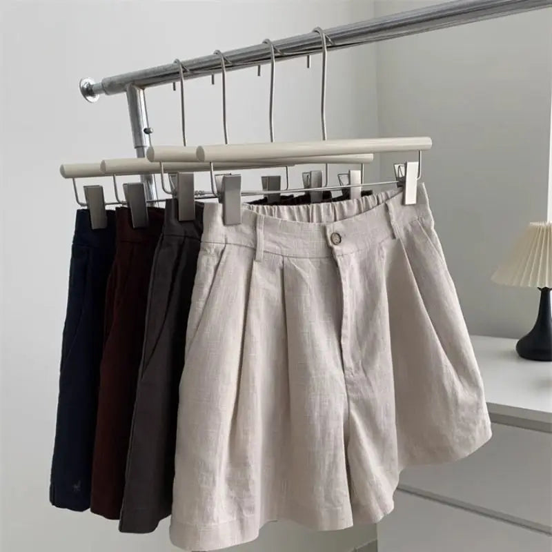 LIZAKOSHT  -  Summer High-Waist Vintage Linen Shorts Women's Versatile Slimming