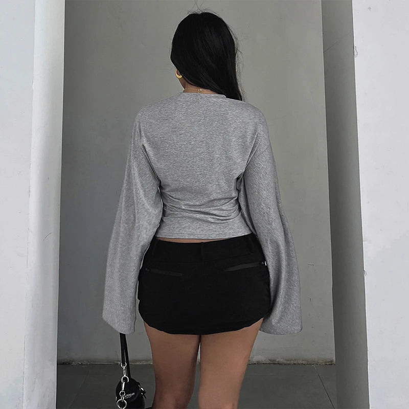 LIZAKOSHT  -  Autumn Casual Basic Solid Color Simple O Neck Long-sleeved T-shirts Casual Loose Fitting Pullover Tees for Womens