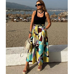 LIZAKOSHT  -  Women's Skirts Summer 2025 New Print Elegant Women's High Waist Skirts Chic Casual Joker Summer Travel Youth Skirts