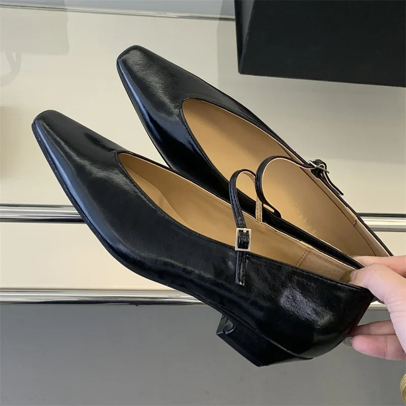 LIZAKOSHT  -  Spring New Women Pointed Toe Shallow Buckle Strap Ladies Casual Ballet Soft Leather Eelgant Dress Shoes