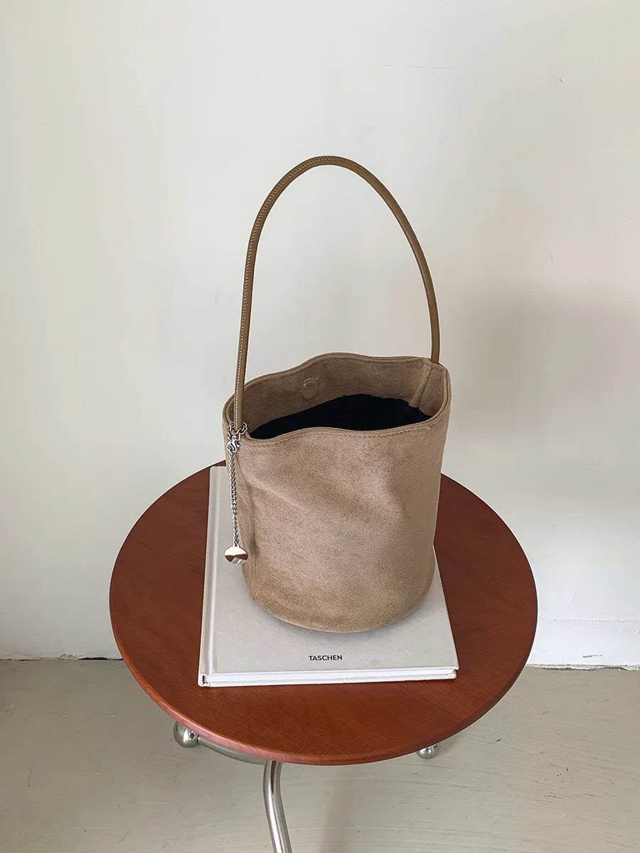 LIZAKOSHT  -  Vintage Tassel ladies bucket shoulder bags small Matte PU Leather lady handbag winter new Faux suede female totes bolsos