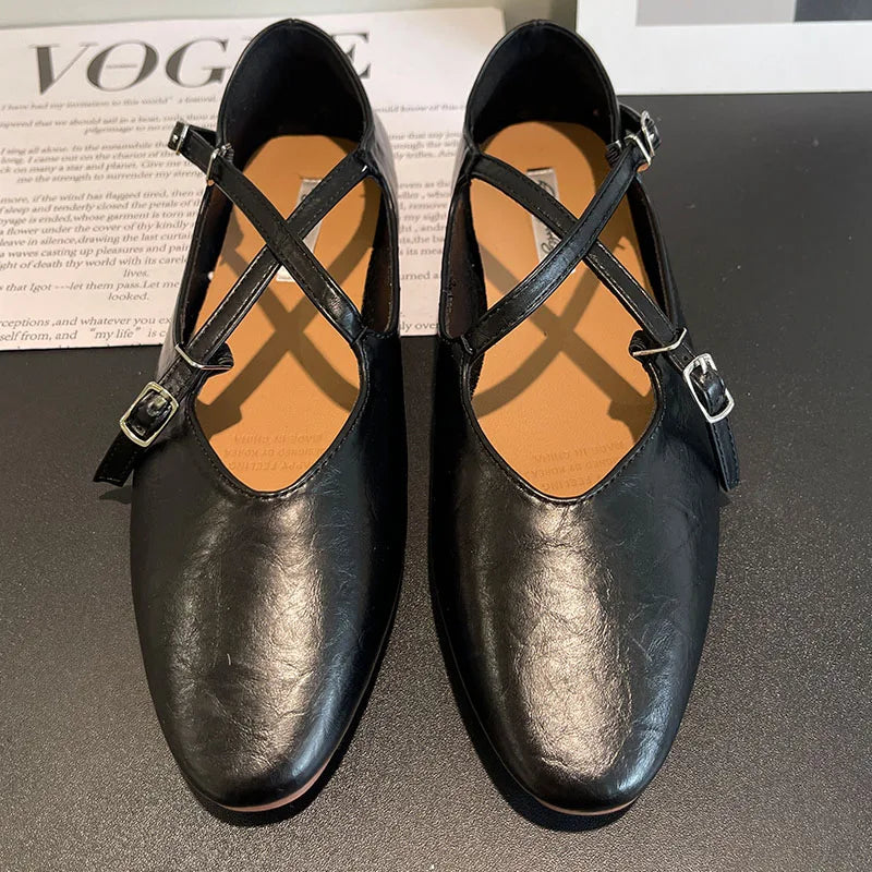 LIZAKOSHT  -  Autumn Women Flat Shoes Fashion Round Toe Slip On Ladies Eelgant Mary Jane Shoes Soft Flat Heel Outdoor Dress Boat Shoes New