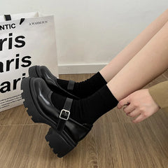 LIZAKOSHT -  2024 Spring Lolita Women's Mary Jane Shoes Fashion Shallow Thick Heels Pumps Ladies Elegant Buckle Single Shoes