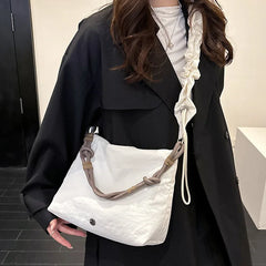 LIZAKOSHT  -  New Fashion Winter Comfortable and Versatile Texture Hobo Bag Cotton Puff Leisure Shoulder Bag Wrinkled Commuting Crossbody Bag