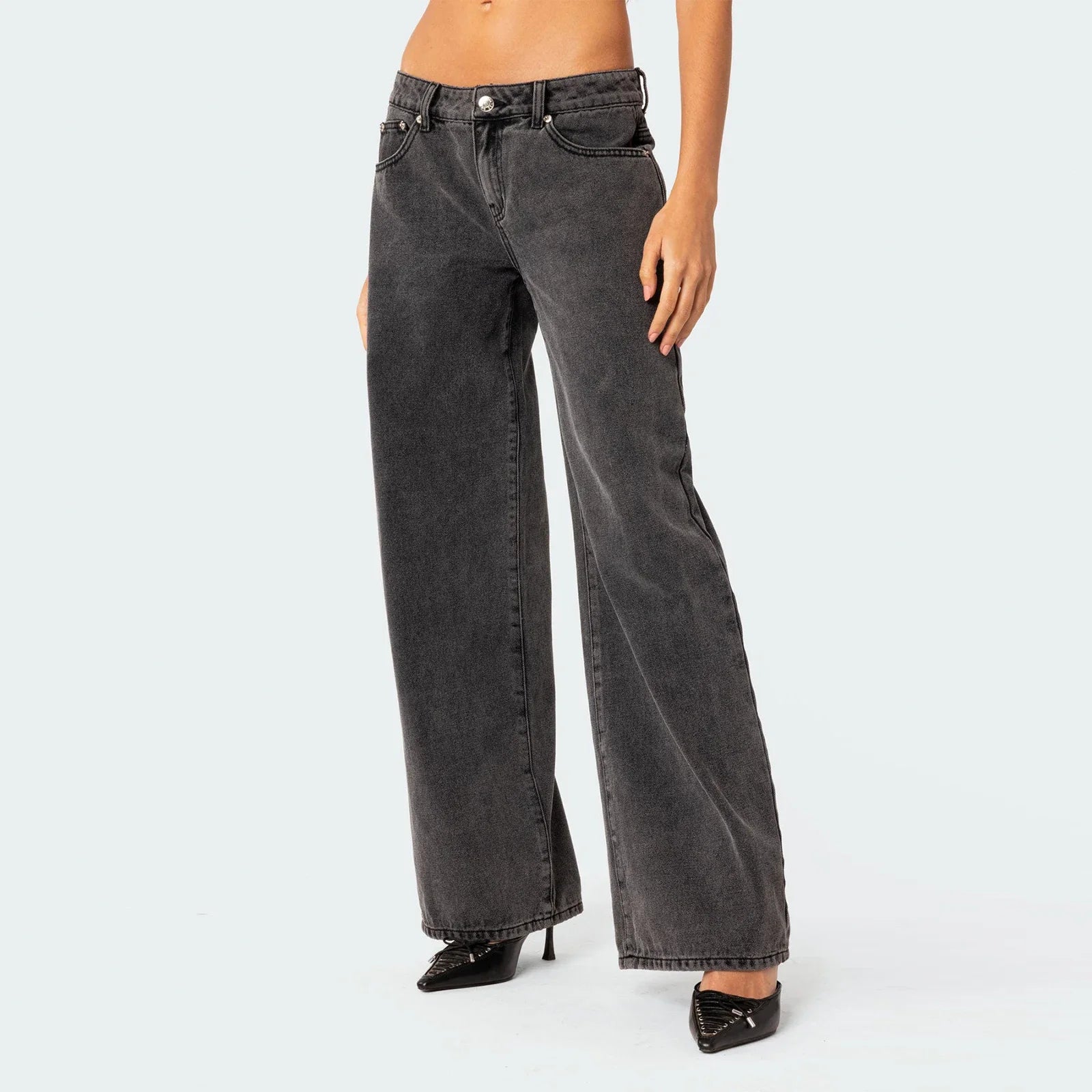 LIZAKOSHT  -  Women Y2K Low Rise Baggy Jeans Retro Aesthetic Loose Fit Boyfriend Straight Wide Leg Jeans Trendy Stretch Long Denim Pants