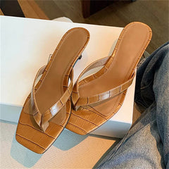 LIZAKOSHT  -  Summer Casual Thin Low Flats Heels Women Slippers Comfortable Square Clip Toe Daily Party Ladies Shoes