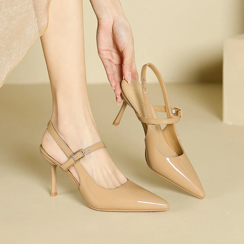 LIZAKOSHT  -  Sexy Pointed Toe High Heels Women Elegant Office Shoes Women Pumps Red Patent Leather Shallow Fashion High Heel Sandals Female