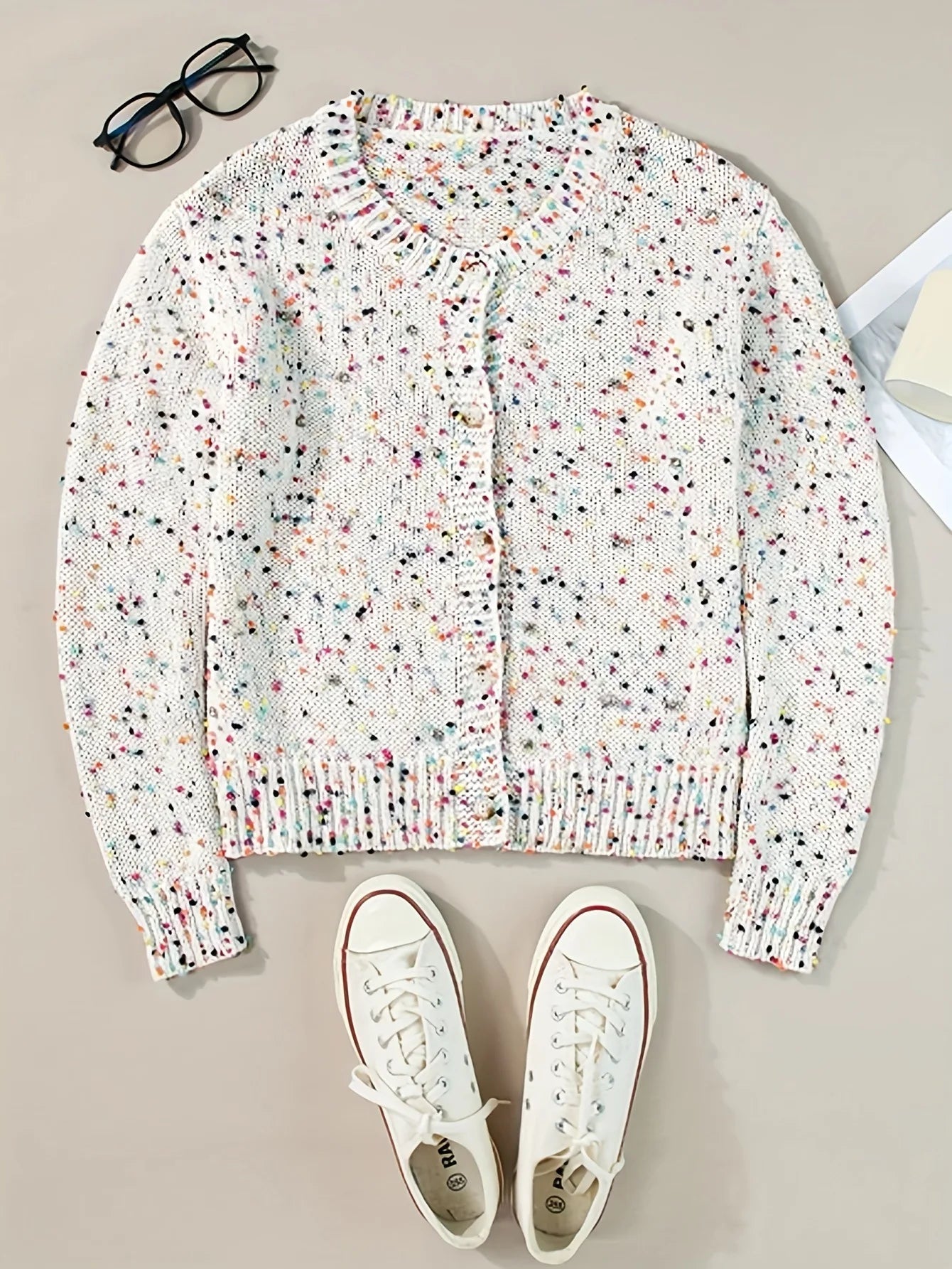 LIZAKOSHT  -  Clothes Autumn Women's Color Polka Dot Splicing Pullover Knitted Sweater