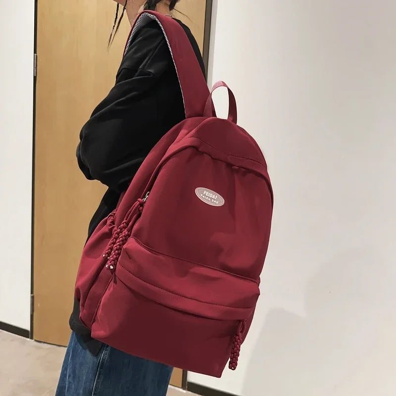 LIZAKOSHT  -  New Solid Color High Capacity Women Backpack Trendy Laptop School Bags Waterproof College Backpack Cute Lady Travel Book Bag