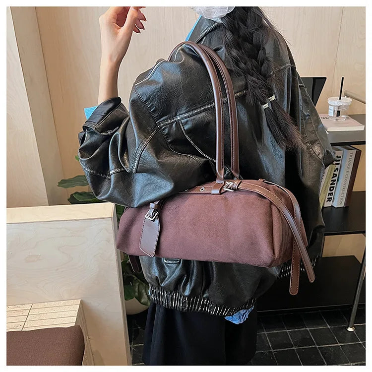 LIZAKOSHT  -  Vintage Faux Suede Shoulder Bag for Women Handbags tassel Female Armpit bag Designer ladies totes burgundy bolsa feminina