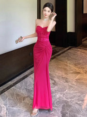 LIZAKOSHT  -  Dresses Women Sexy Lace Patchwork Strapless Slim Ruched Backless Temperament Cocktail Dress Party Female Fashion